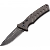 Автоматический складной нож Boker Plus Strike Coyote Spearpoint, сталь AUS-8 BlackWash™ Plain, рукоять анодированный алюминий, BK01BO424 купить в Волгограде