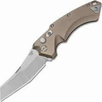 Автоматический складной нож Hogue Wharncliffe EX-A05, клинок Stonewash, сталь 154CM, рукоять пустынный алюминий купить в Волгограде