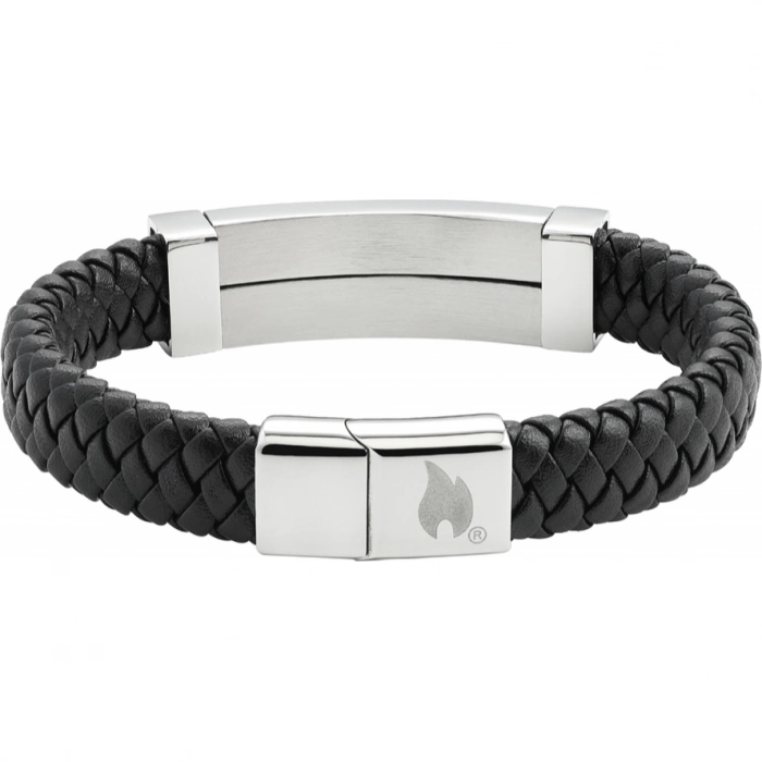 Браслет Zippo Steel Bar Braided Leather Bracelet (22 см)