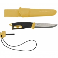 Нож с фиксированным лезвием Morakniv Companion Spark Black Yellow, сталь Sandvik 12C27, рукоять резина/пластик купить в Волгограде