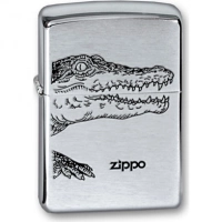 Зажигалка ZIPPO Alligator, с покрытием Brushed Chrome, латунь/сталь, серебристая, матовая, 36x12x56 купить в Волгограде