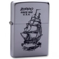 Зажигалка ZIPPO Boat-Zippo Satin Chrome, латунь с ник.-хром. покрыт., сереб., матовая, 36х56х12мм купить в Волгограде