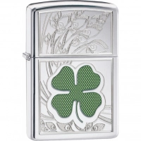 Зажигалка ZIPPO Classic «Клевер» с покрытием High Polish Chrome купить в Волгограде