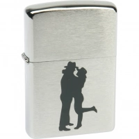 Зажигалка ZIPPO Cowboy Couple Brushed Chrome, латунь, ник.-хром. покр., серебр., матов., 36х56х12 мм купить в Волгограде